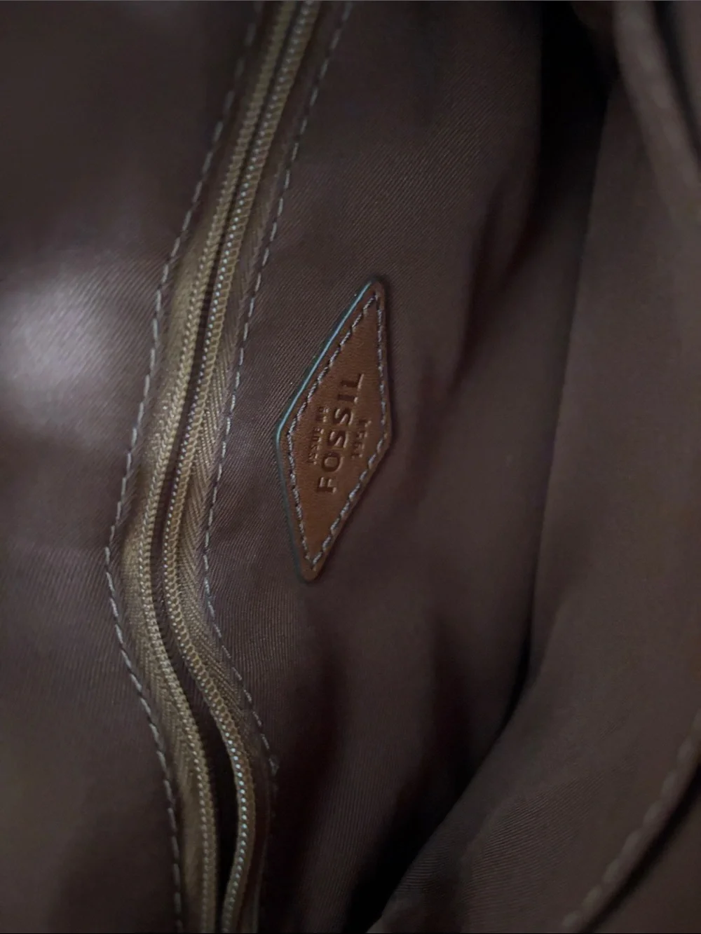 Fossil Brown & Cream Logo Crossbody Bag